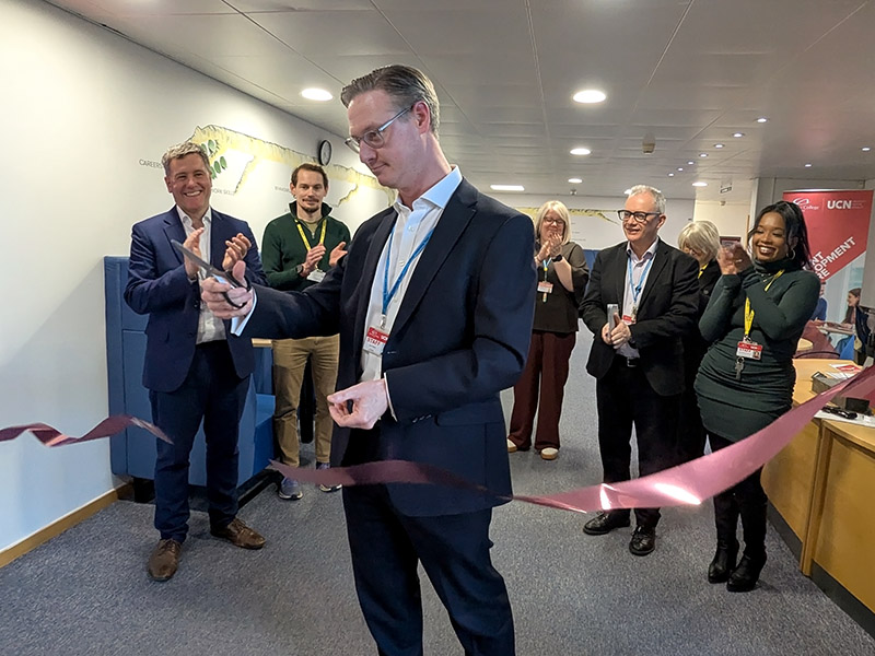 Principal Lee Probert cuts the ribbon to officially open the Student Development Centre