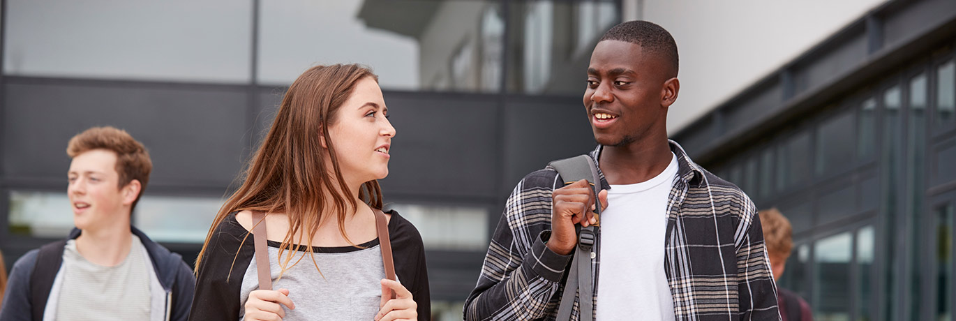 Two students walking together