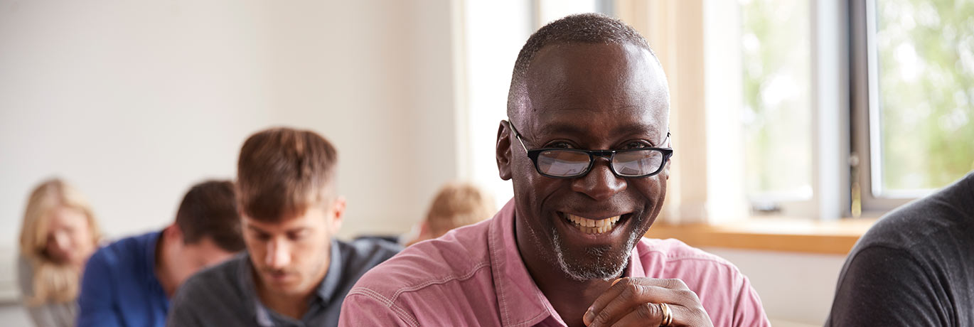 Adult learner enjoying class