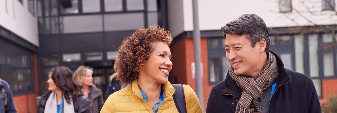 Two students walking together